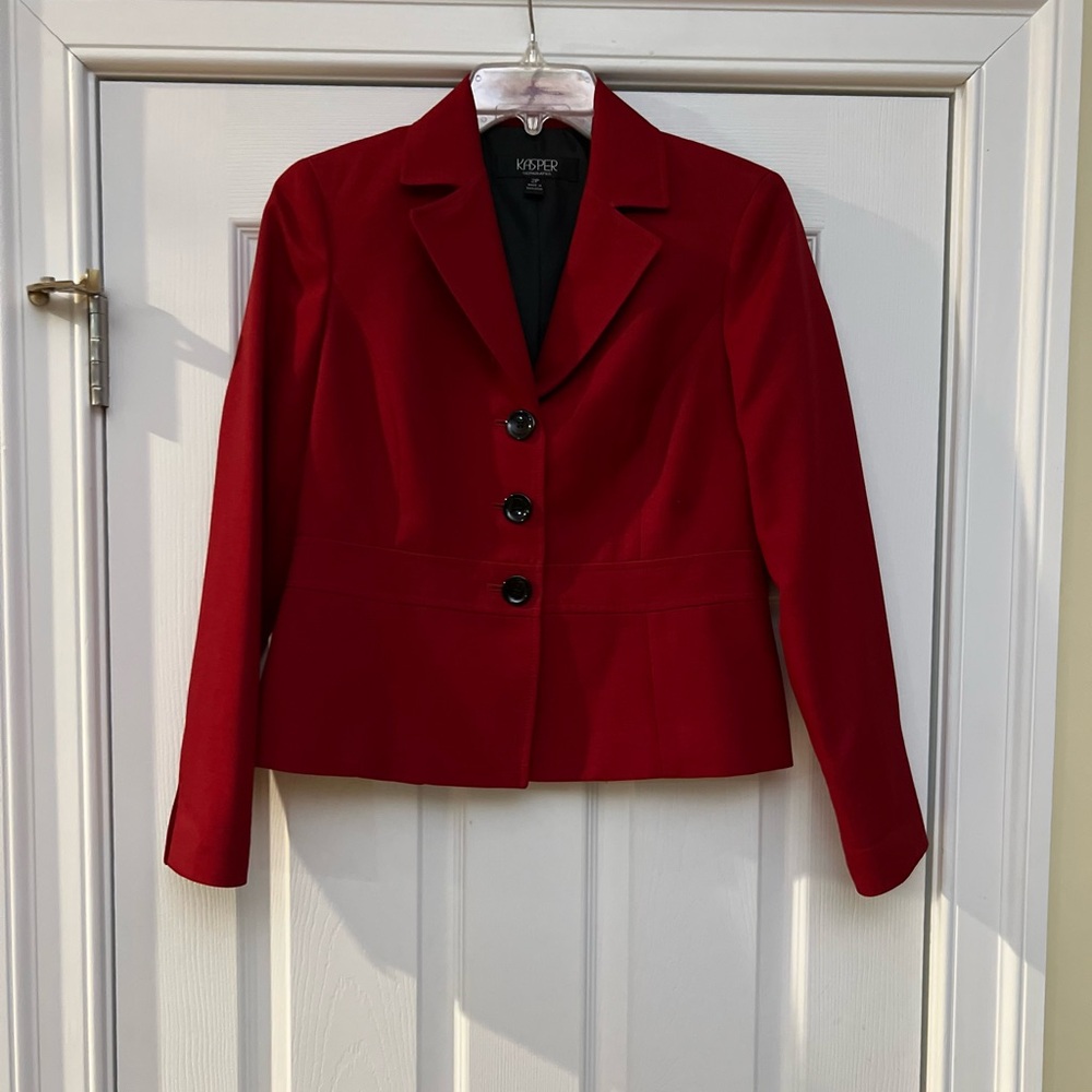 Ladies Size 2P "Kasper" Red Women's Blazer GUC ❤️